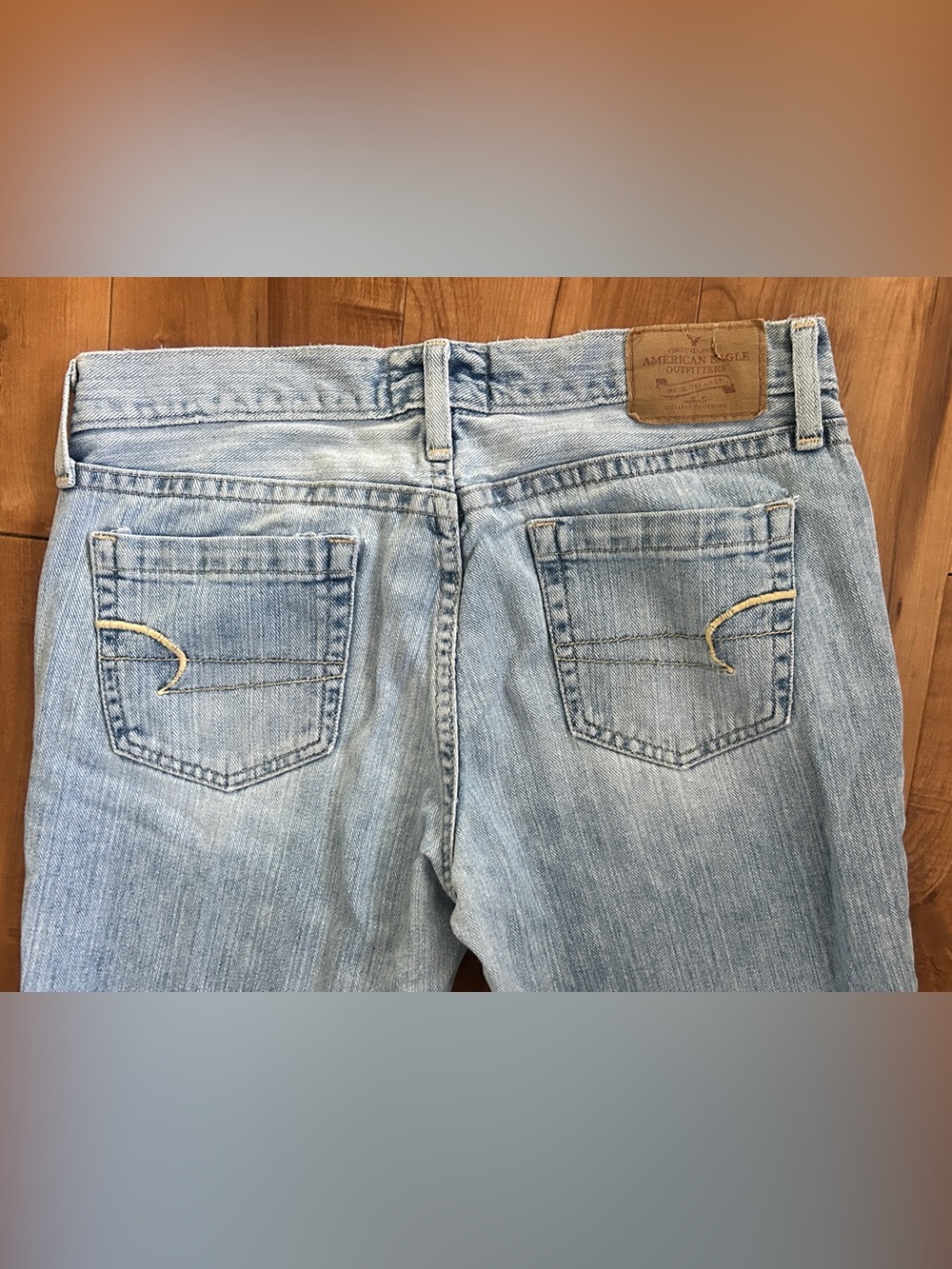 Vintage Y2K 2000s American Eagle Hipster Jeans 8 Long Low Rise Flare No Stretch - Picture 7 of 10